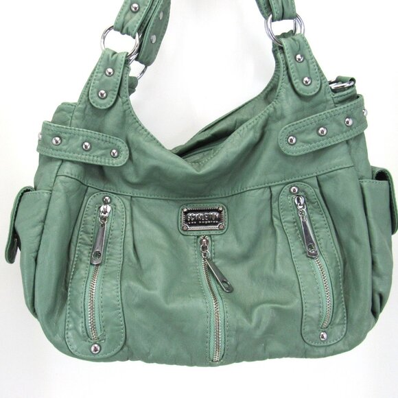 Scarleton Los Angeles Women's Faux Leather Mint Green Many Pockets Shoulder Bag - Picture 2 of 11